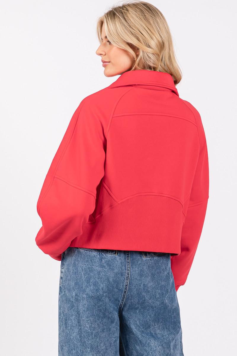 Red Half Zip Funnel Neck