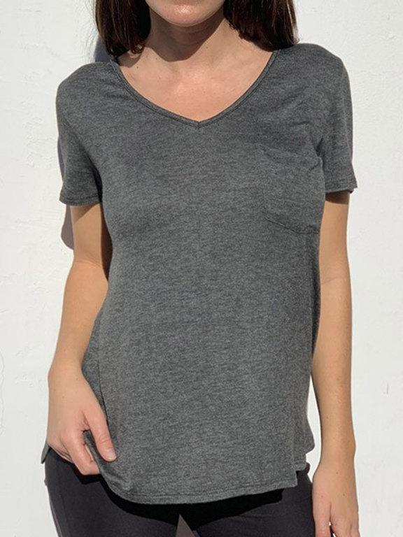 V neck grey top