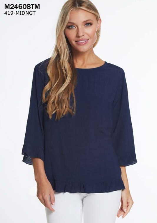 Midnight Ruffle Hem Woven Top