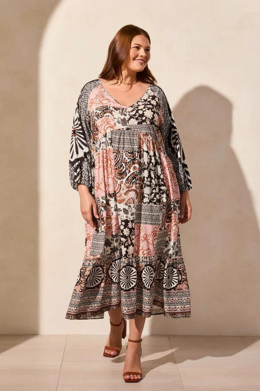 Raglan Sleeve Print Dress