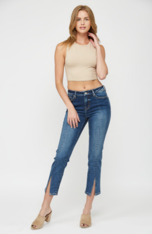 Mid-Rise Slim Straight Crop Jean