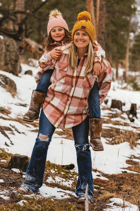 Pink plaid shacket