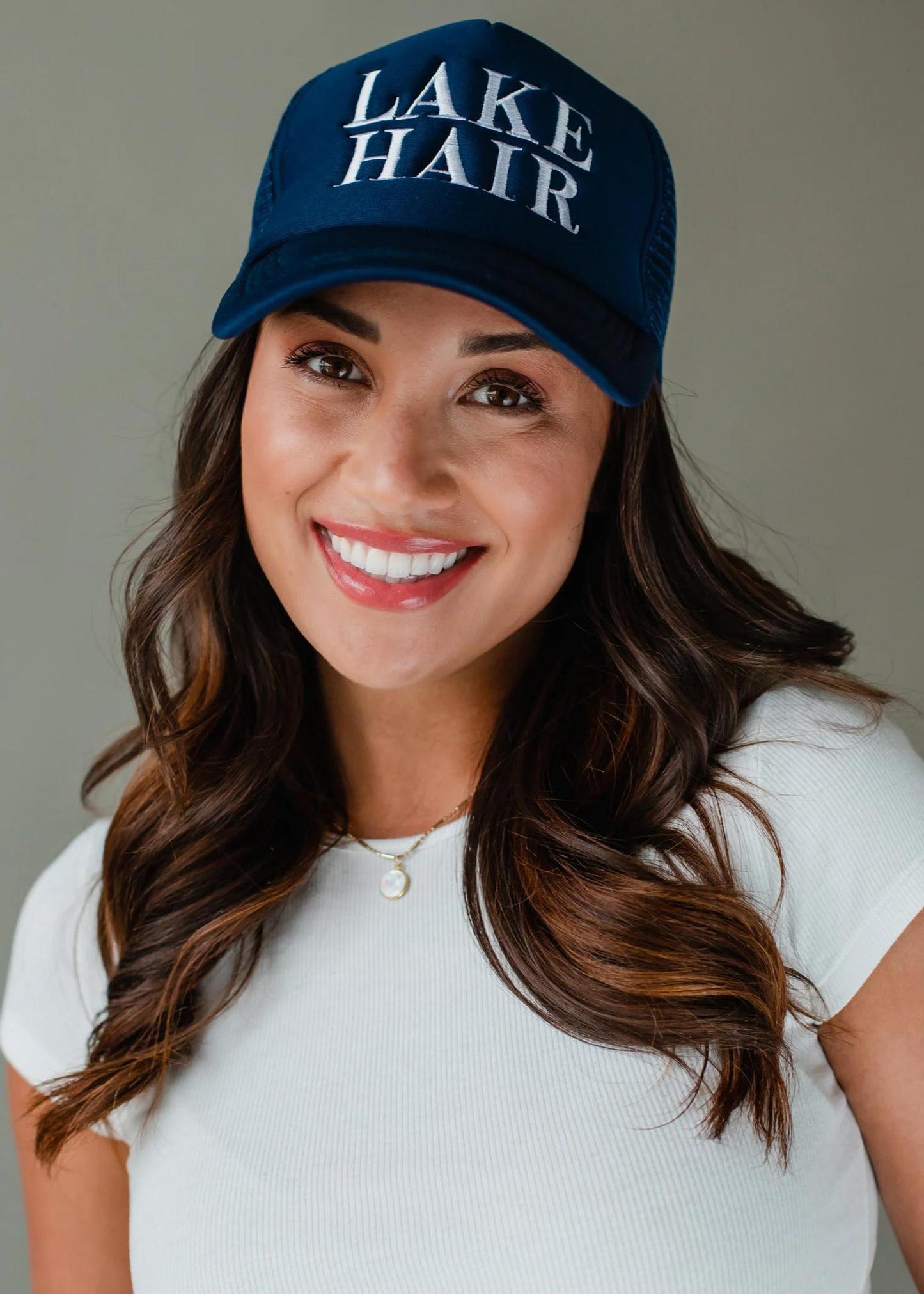 Navy Lake Hair Trucker Hat